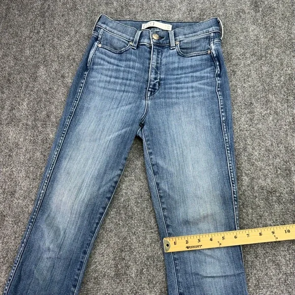 AYR Jeans Womens 26x28 Blue The Riser High Rise‎ Skinny Frayed Hem LA USA Made - Picture 16 of 16